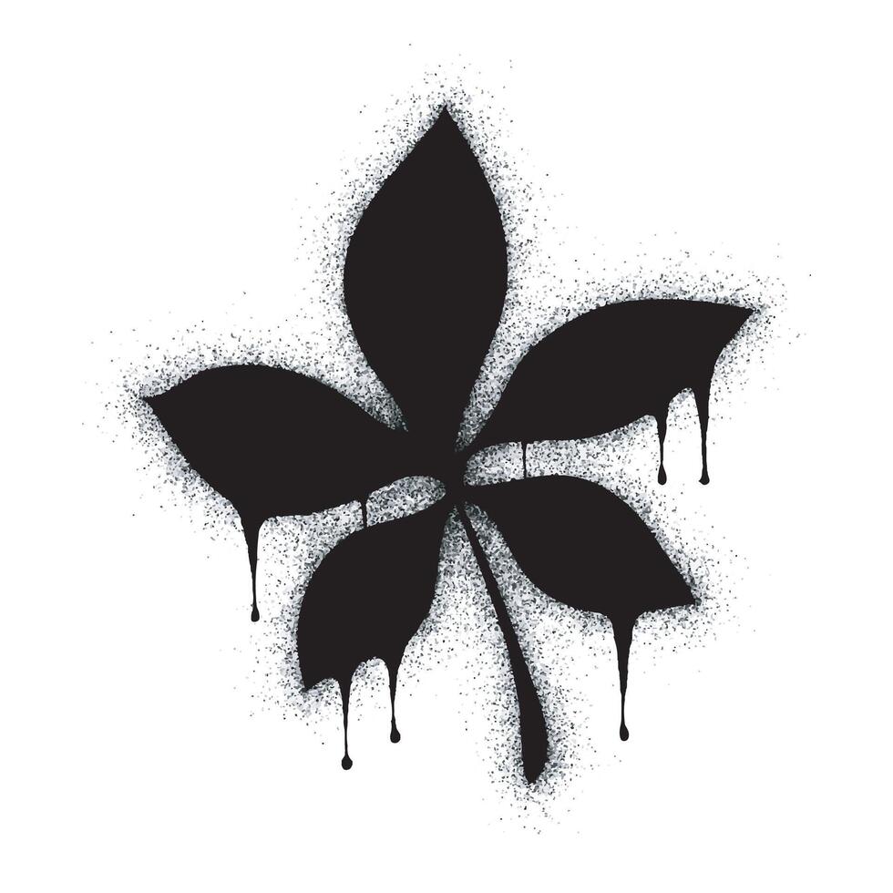 Spray Graffiti leaf icon isolated on white background. graffiti leaf icon with spray on black vector