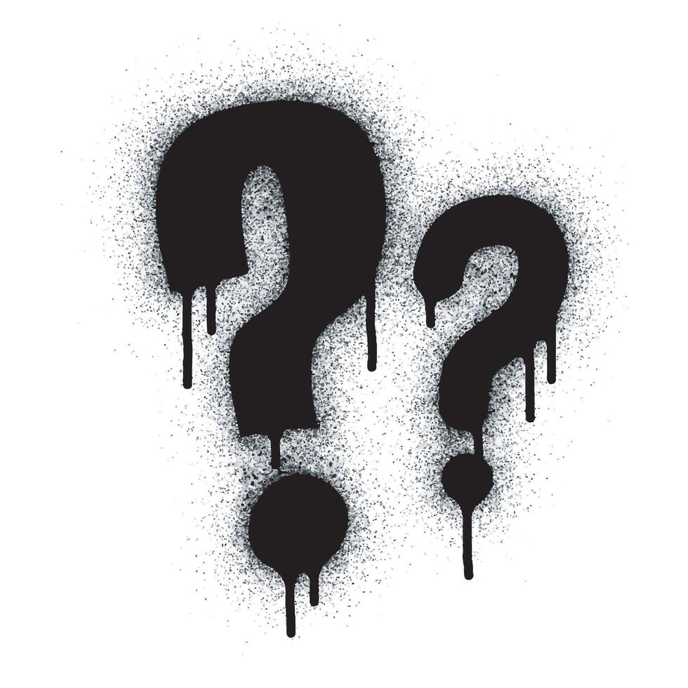Spray graffiti question mark painted black on white. question mark symbol. isolated on white background. vector