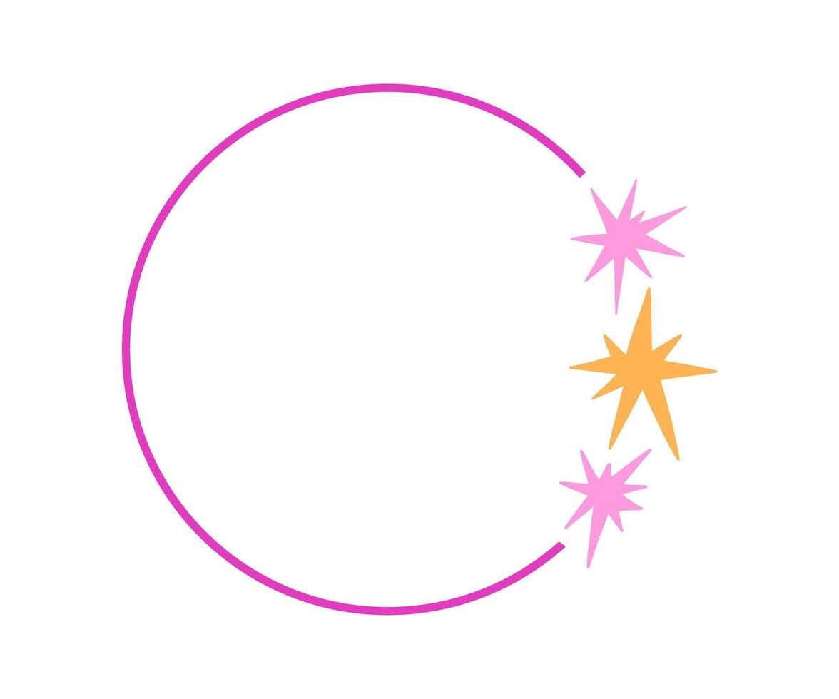 Frame with stars in flat style. A frame for a photo or story, decoration. Hand drawn illustration. vector