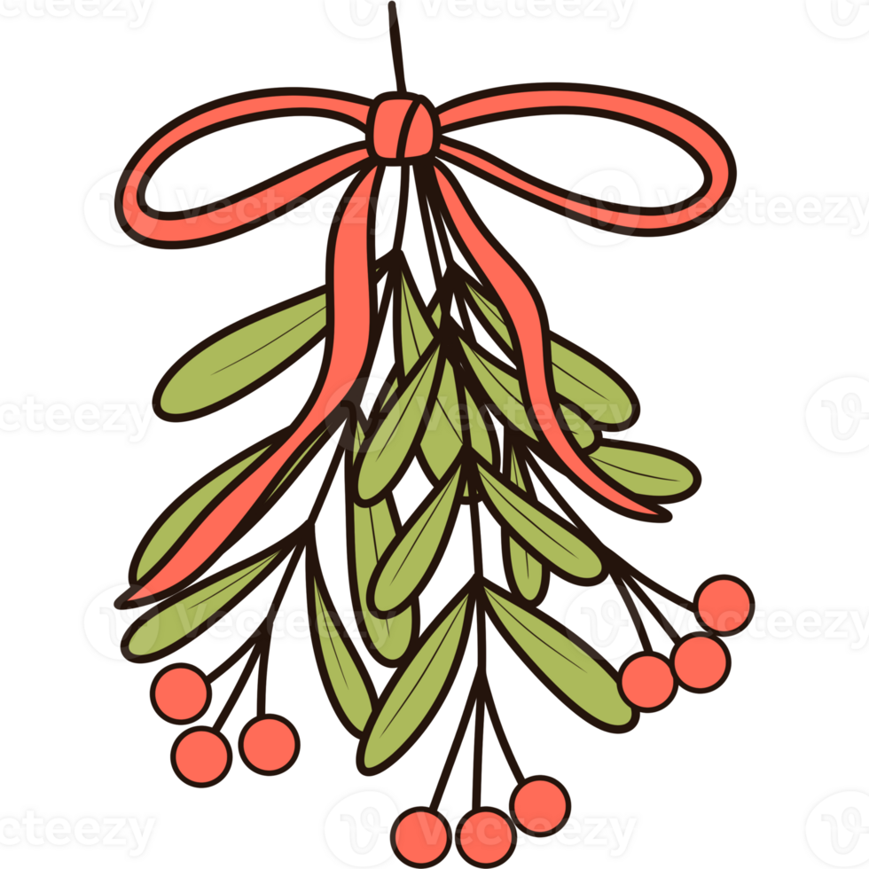 Groovy retro christmas holly berries with coquette bow clipart png