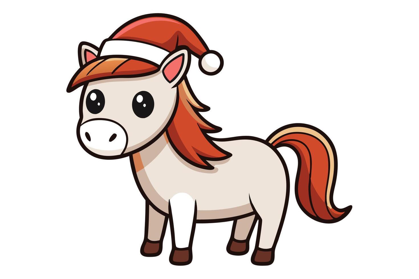 Horse with Santa Claus hat illustration vector