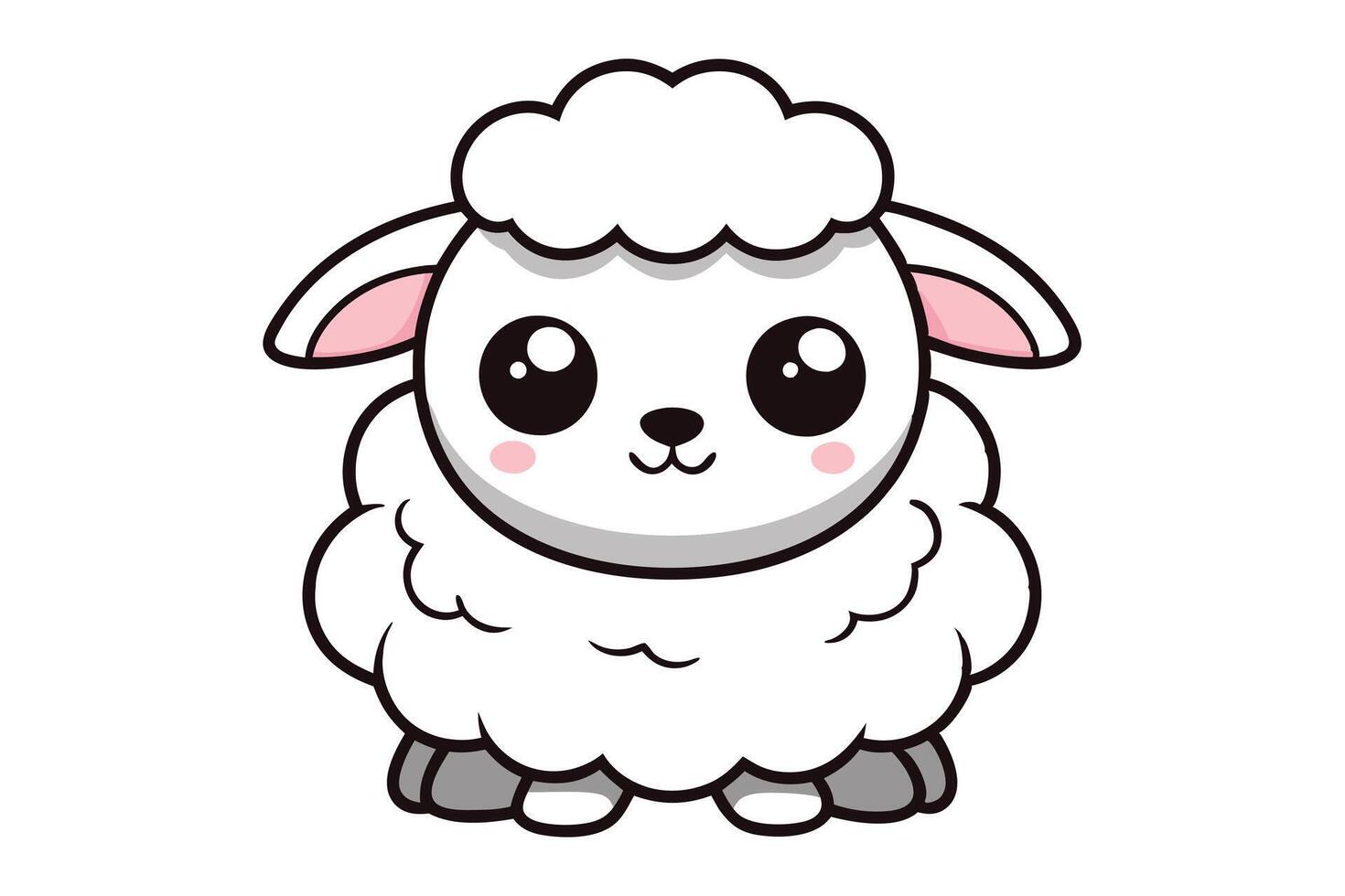 Cute sheep line art illustration on white background vector