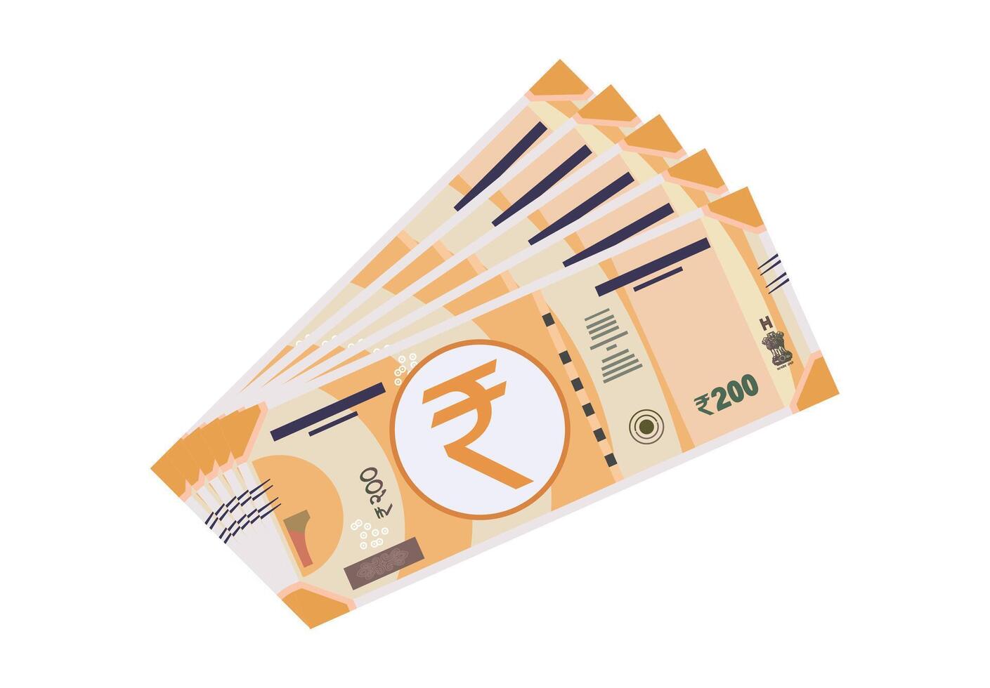 banknote two hundred 200 Indian rupee banknote illustration vector