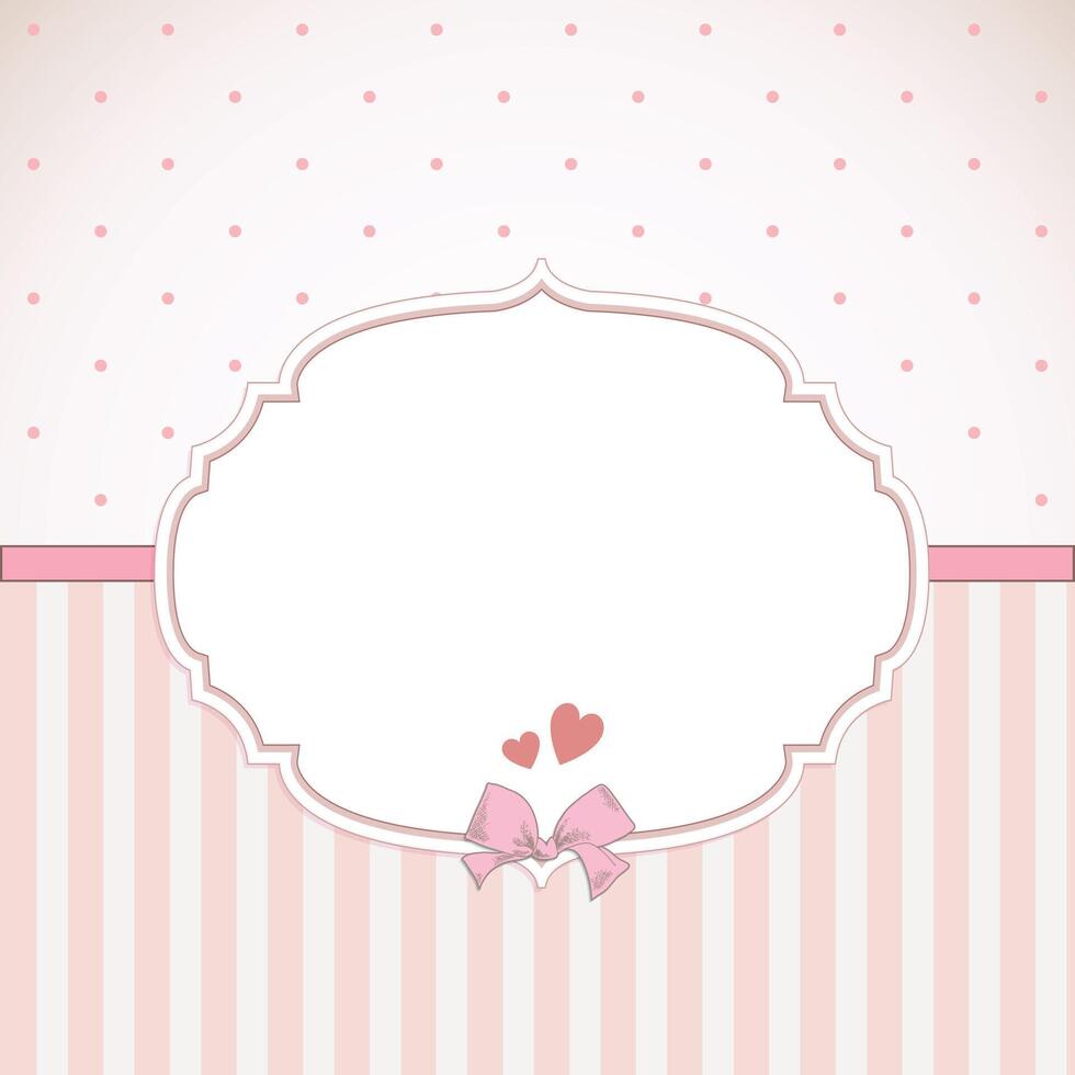 a pink pattern card with a frame for baby shower decoration. vector