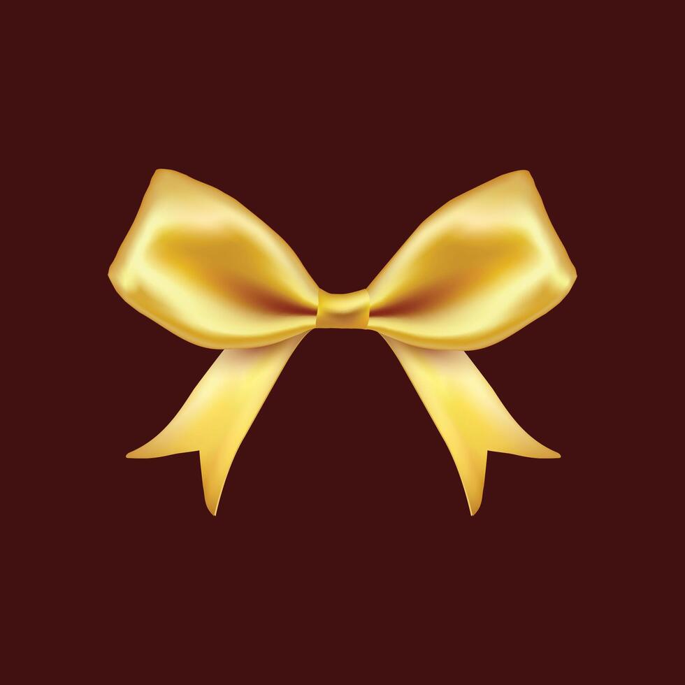 a yellow golden bow with a ribbon. vector