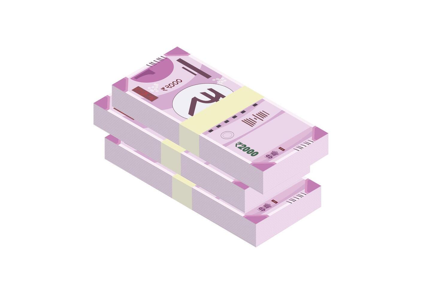 a stack of two thousand 2000 rupee banknotes vector