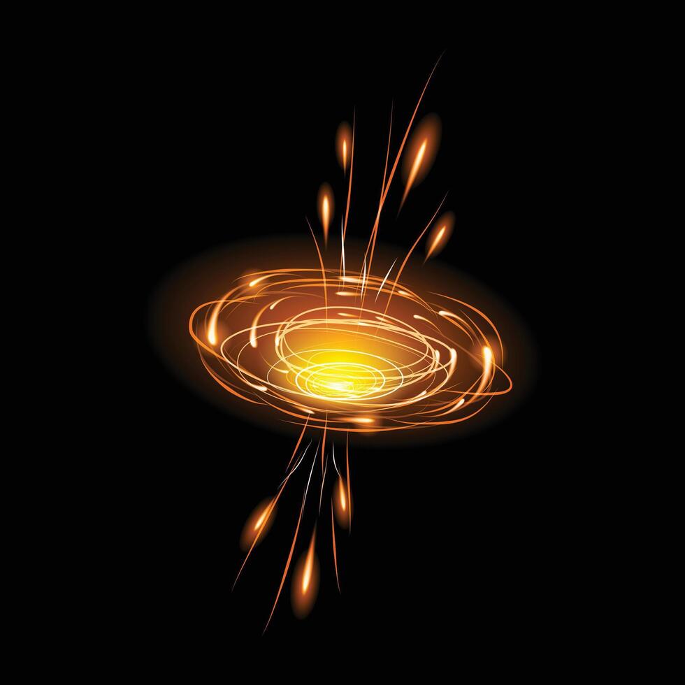 yellow color rounded shape glowing light effects vector