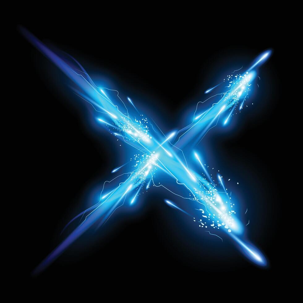 cartoon showered war blue light effect on black background vector
