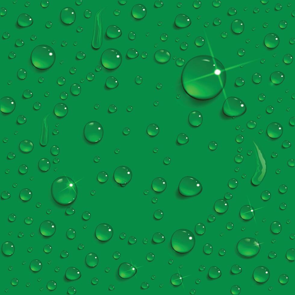 water drops dripping on a green background vector
