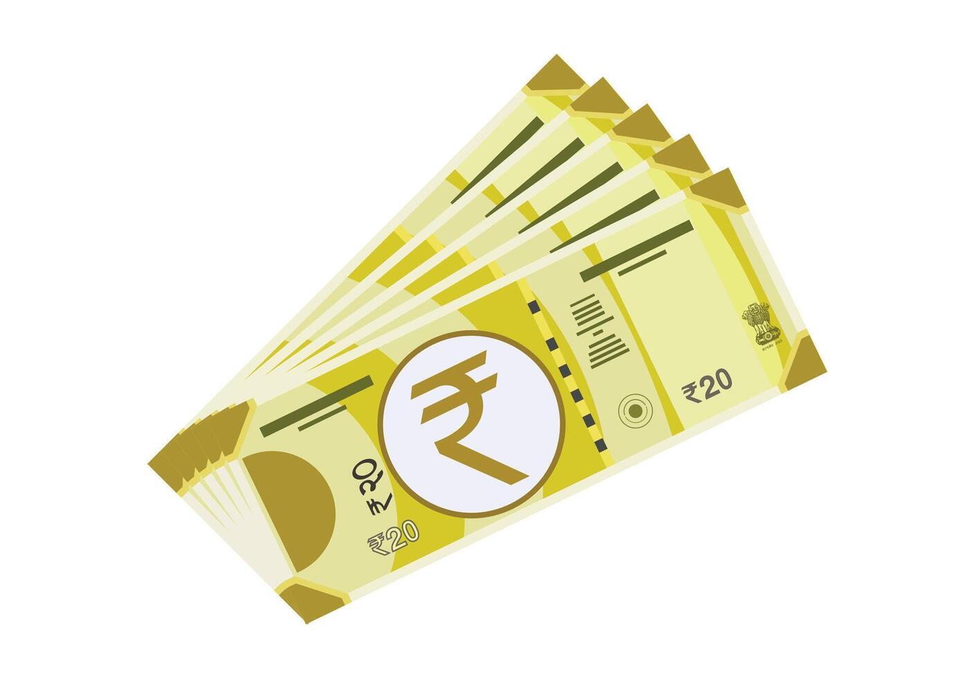 banknote twenty 20 Indian rupee banknote illustration vector