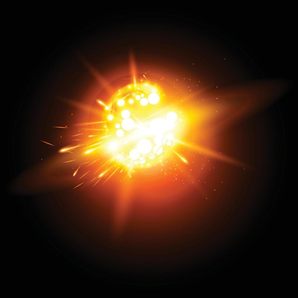 yellow light glowing on black background vector