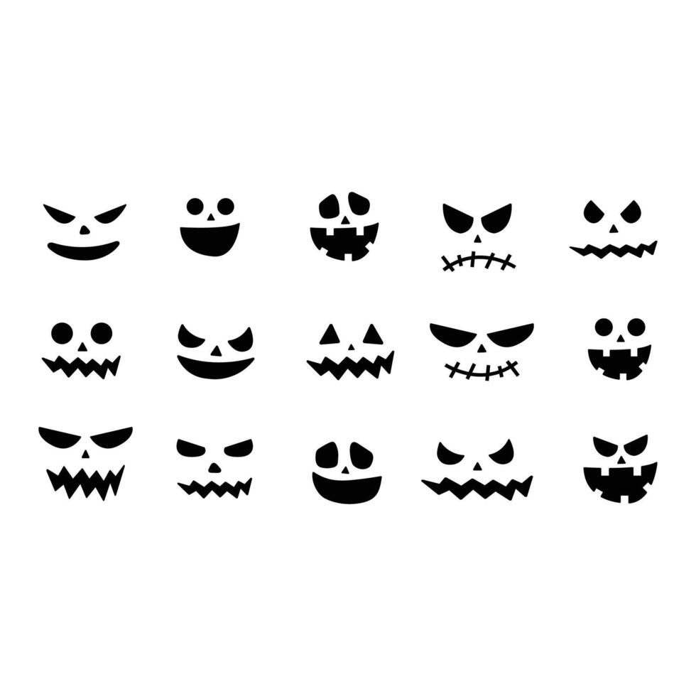 a series of Halloween pumpkin faces. vector