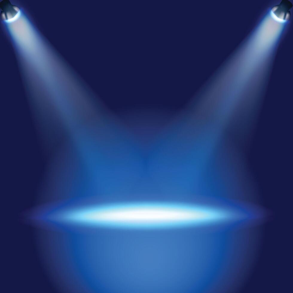 a stage with a two spotlight and a blue background. vector