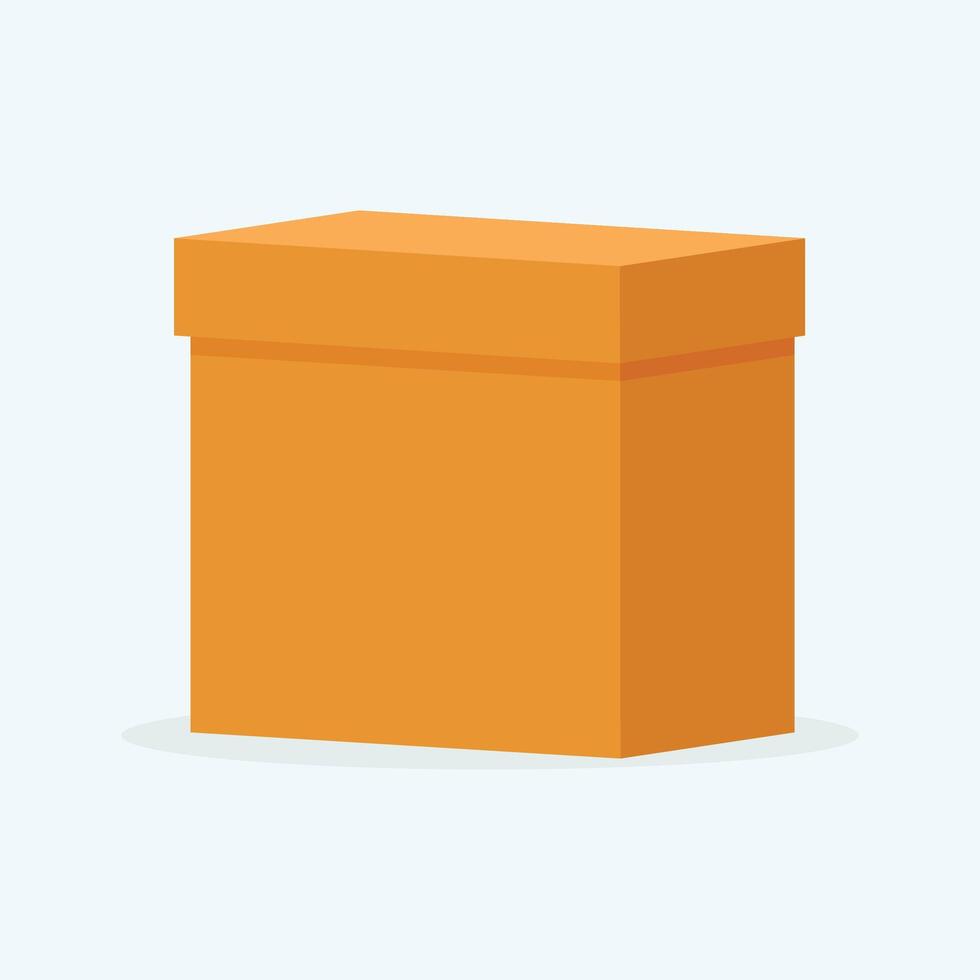 brown square cardboard box with its cover on it. vector