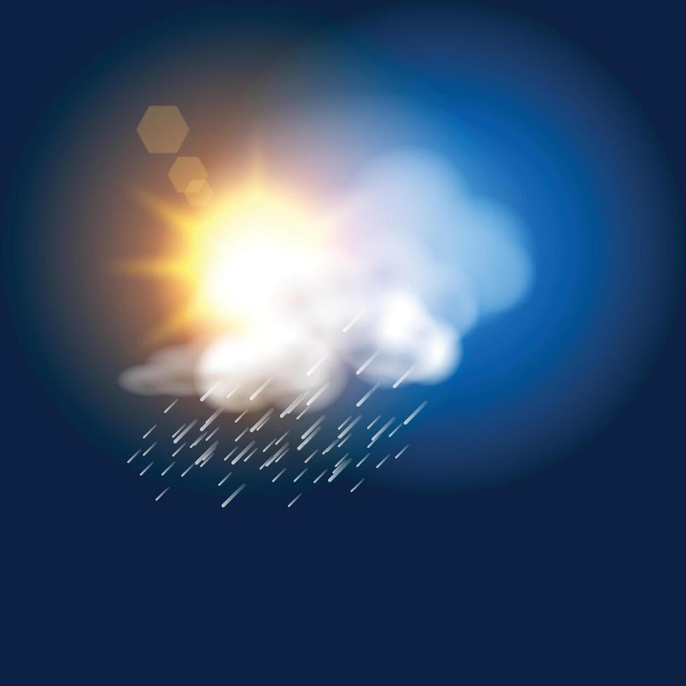 a cloud is raining that has the sun shining on it vector