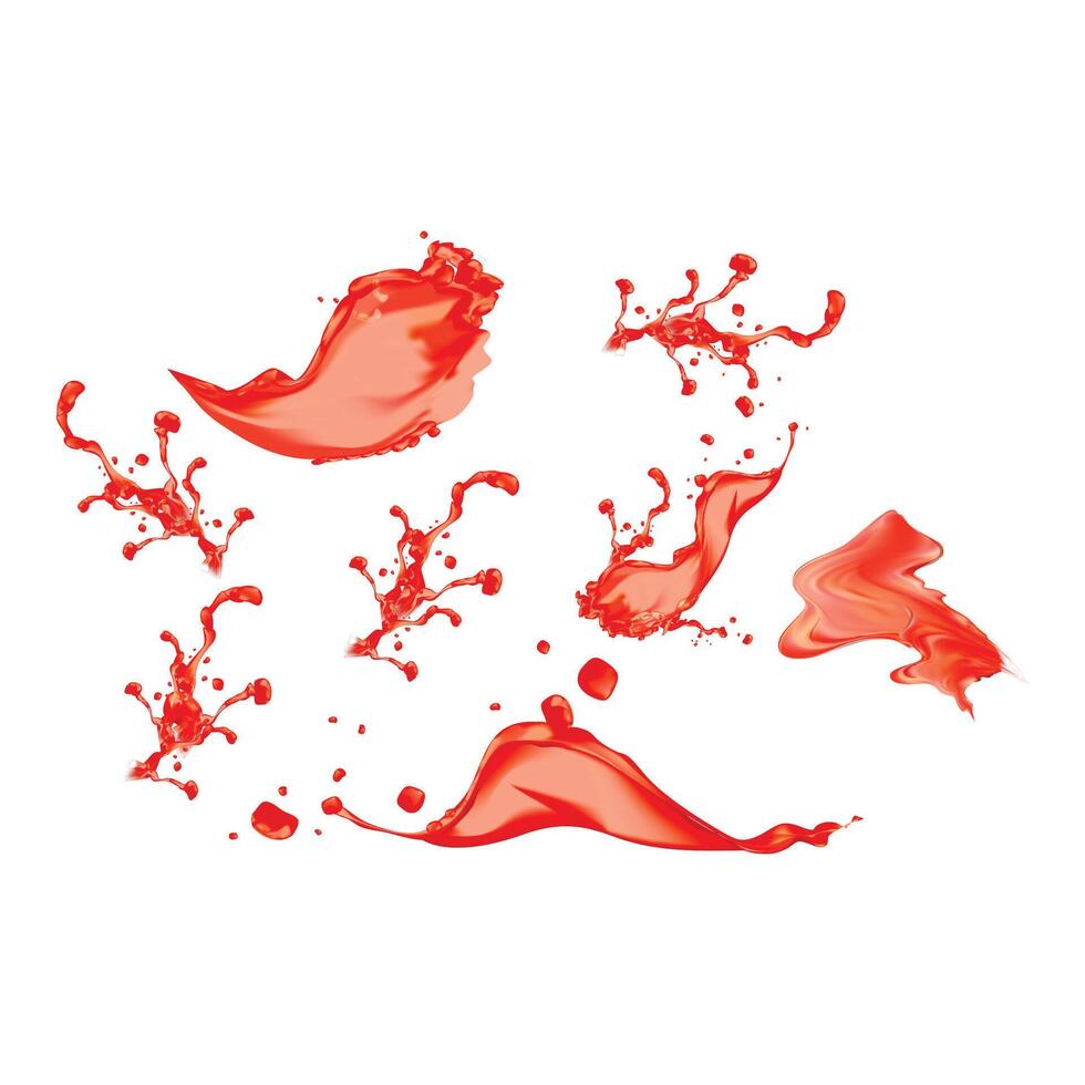 collection of red paint splash isolated on a white background vector