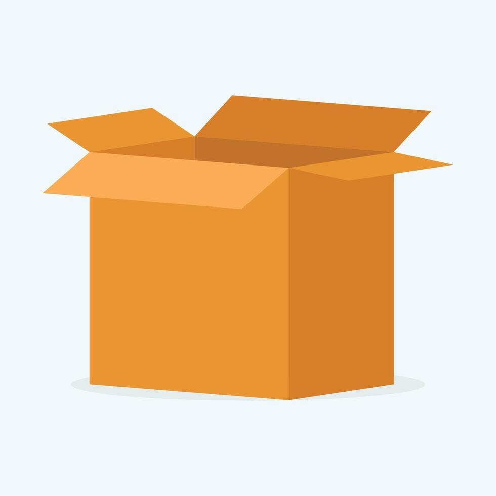 brown square cardboard box open for packaging. vector