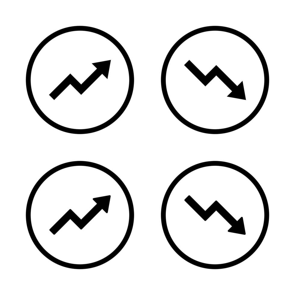 Uptrend and downtrend arrow icon on circle line. Zigzag arrows up and down concept vector
