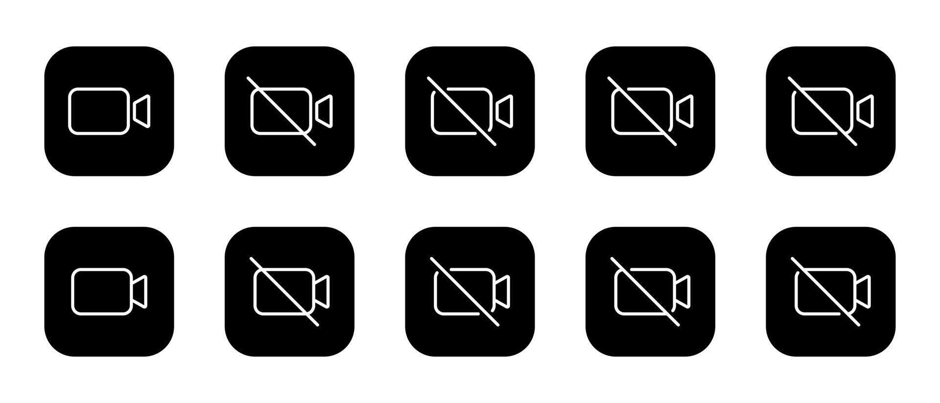 call and mute icon set on black square vector