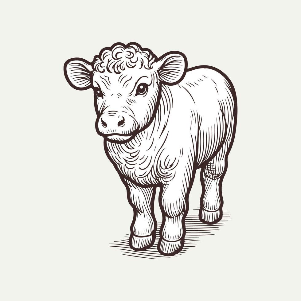 Unique Hand Drawn Cow Sketch vector