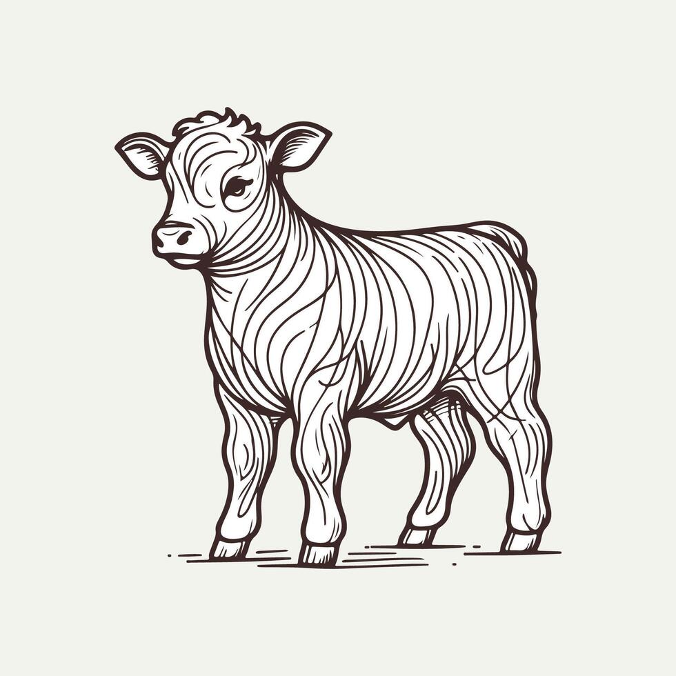 Classic Hand Drawn Cow Sketch vector