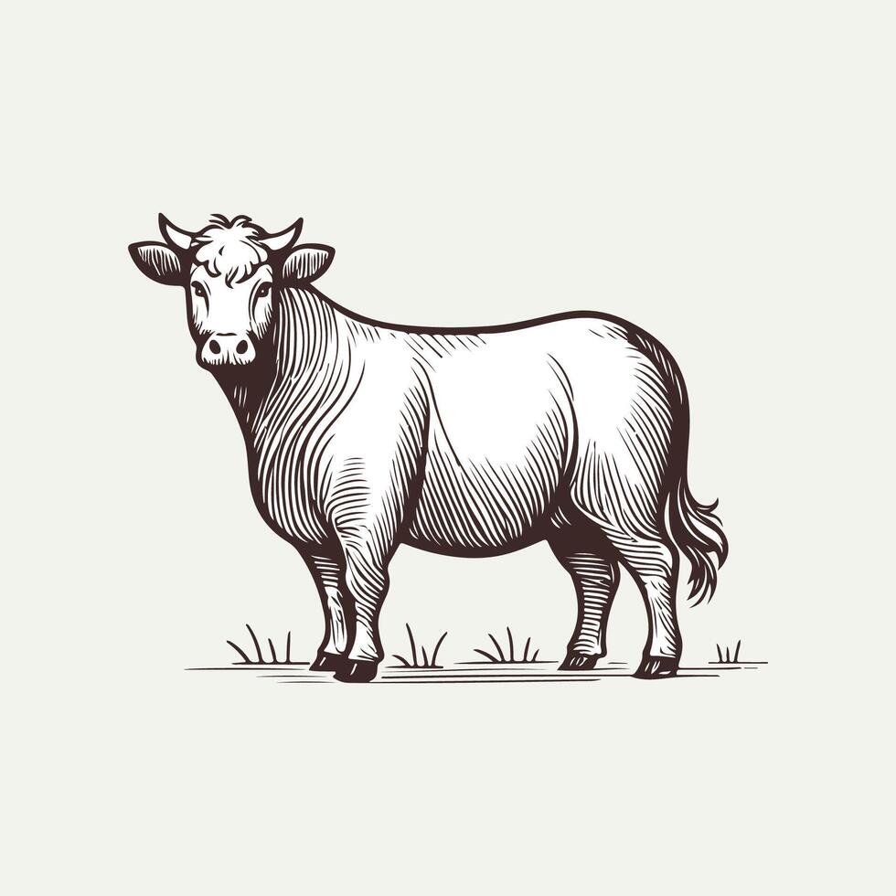 Hand Drawn Cow Artwork vector