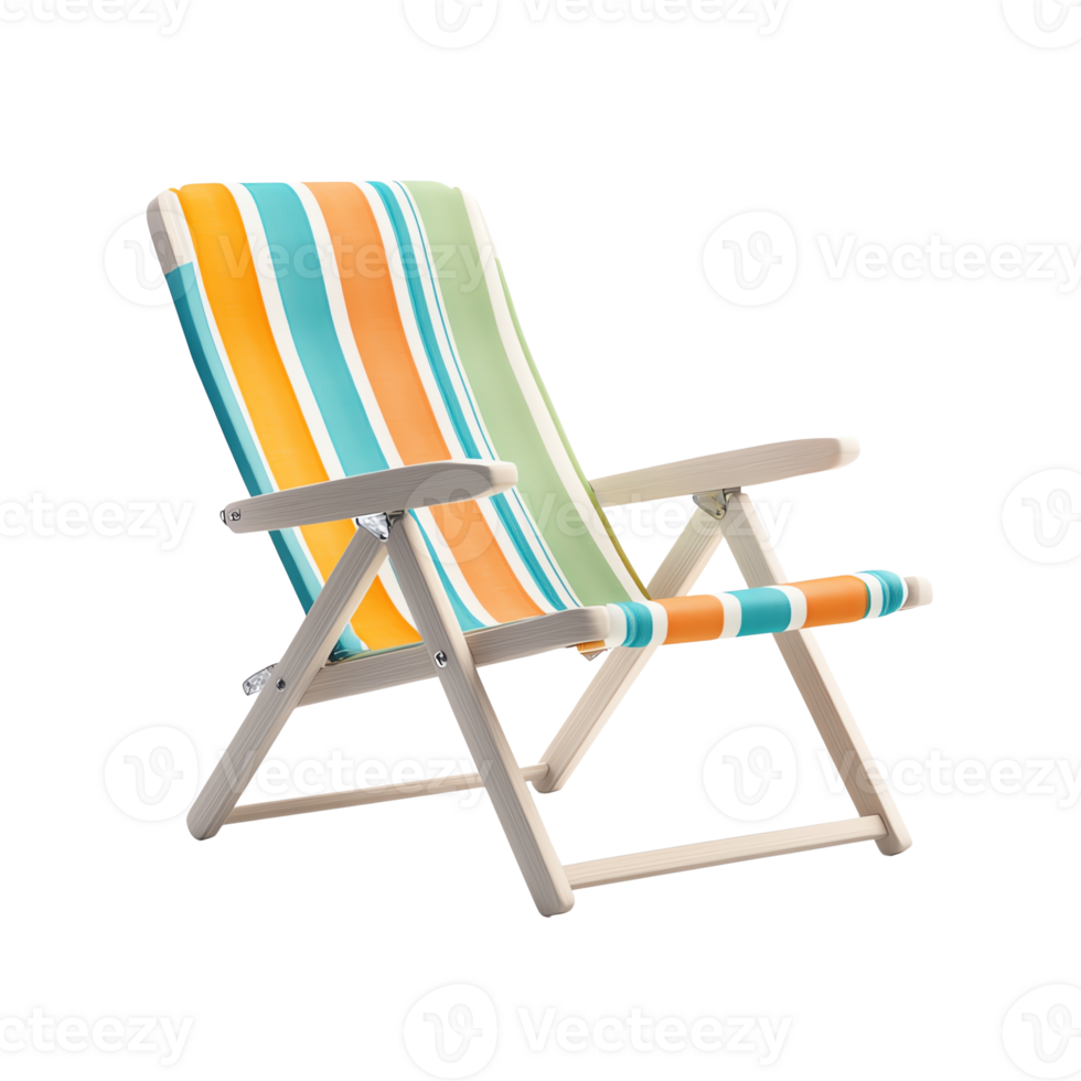 Colorful striped beach chairs in various styles. Perfect for summer vacation and outdoor png