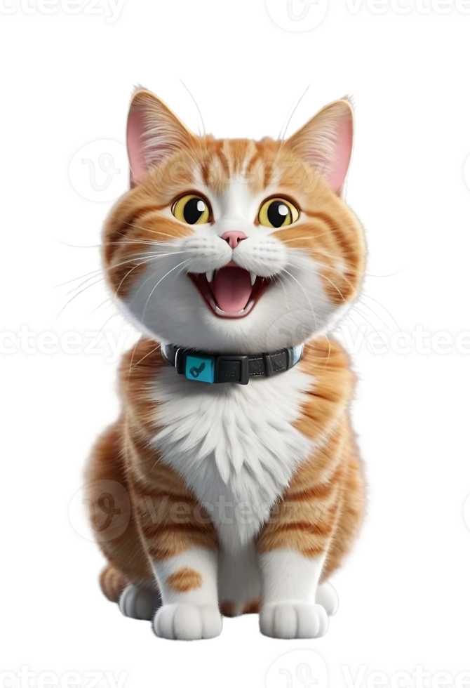 an orange and white cat with a collar png
