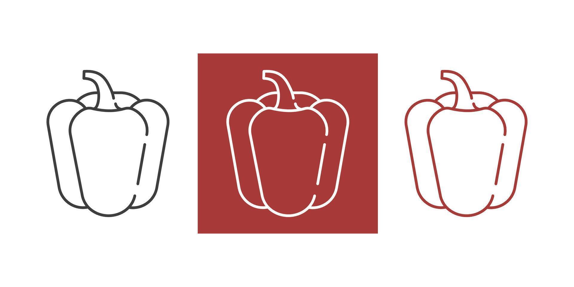 Bell pepper icon outline. Red pepper bell line icon. isolated in white vector