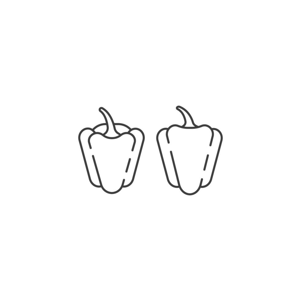Bell pepper line icon. Red pepper paprika outline icon. Isolated on white background. vector