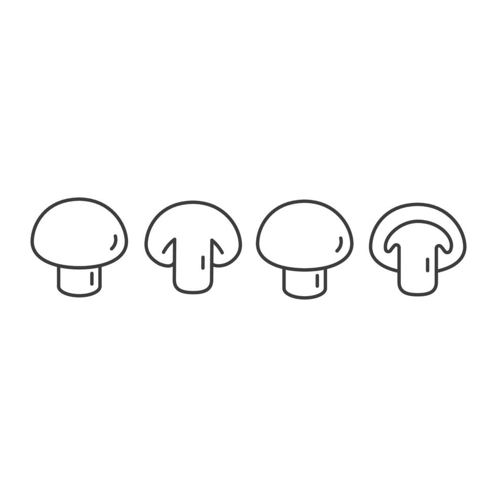 Champignon outline icon in cut, set mushrooms icon line. Isolated on white background. vector