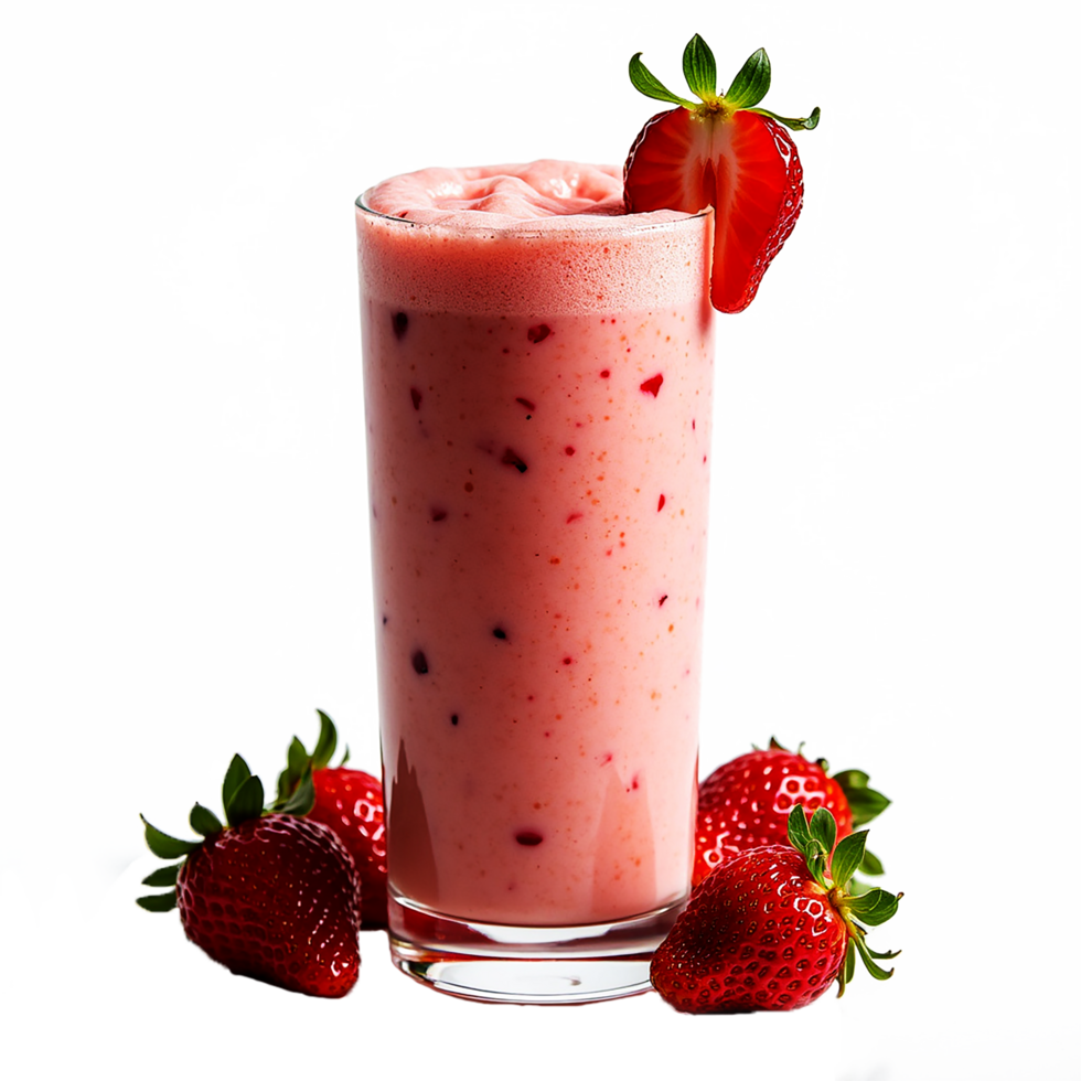 creamy strawberry juice being poured into a glass isolated on transparent background png