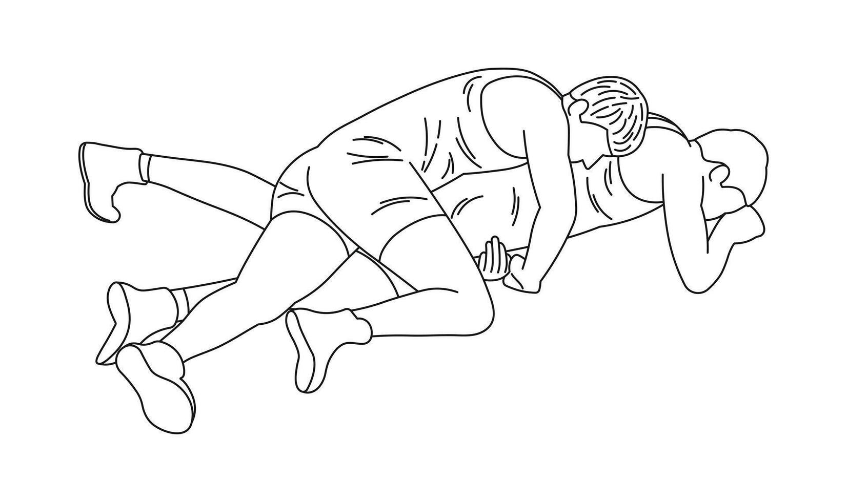 Wrestlers fight, image of athletes in wrestling vector