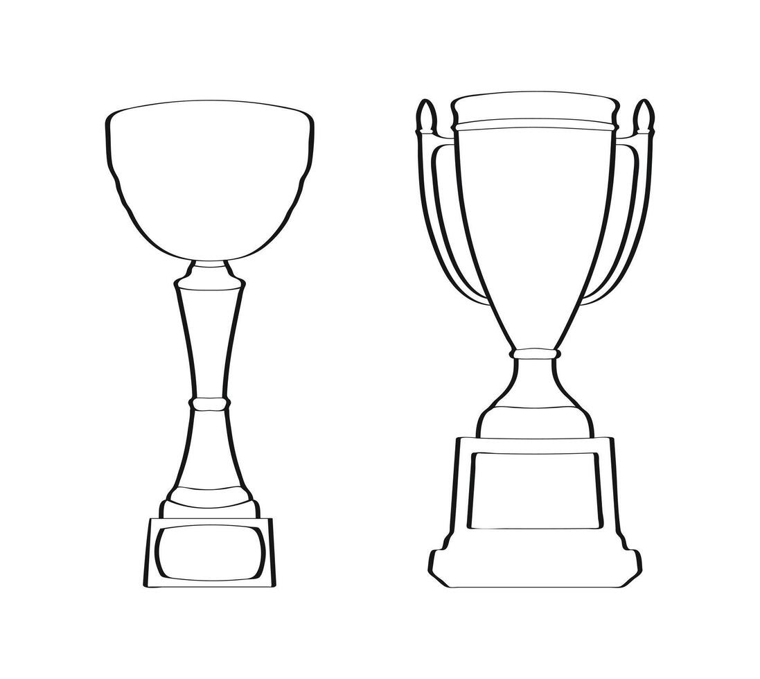 Hand drawn win cup outline isolated on white background vector