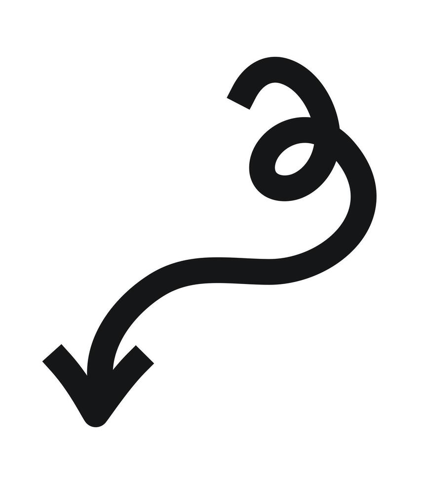 Hand drawn curvy arrow down vector