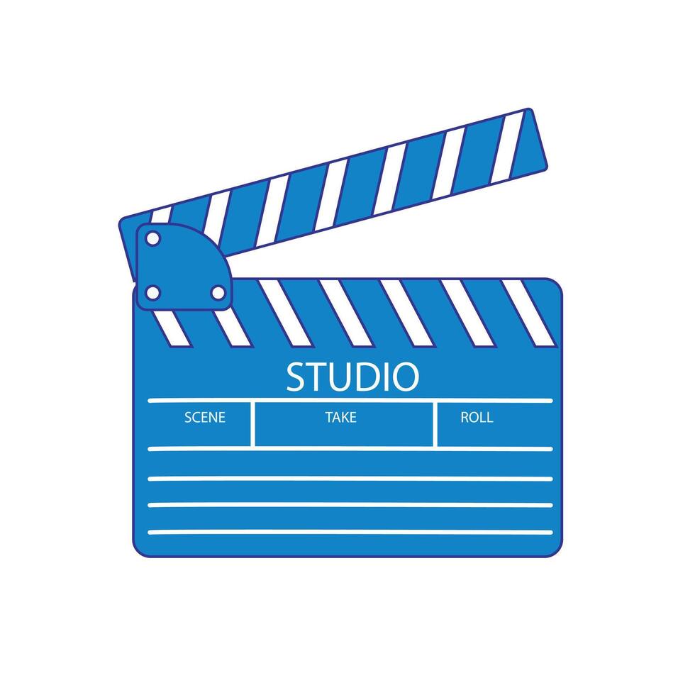 Filmmaker's clapboard against white background, illustration vector