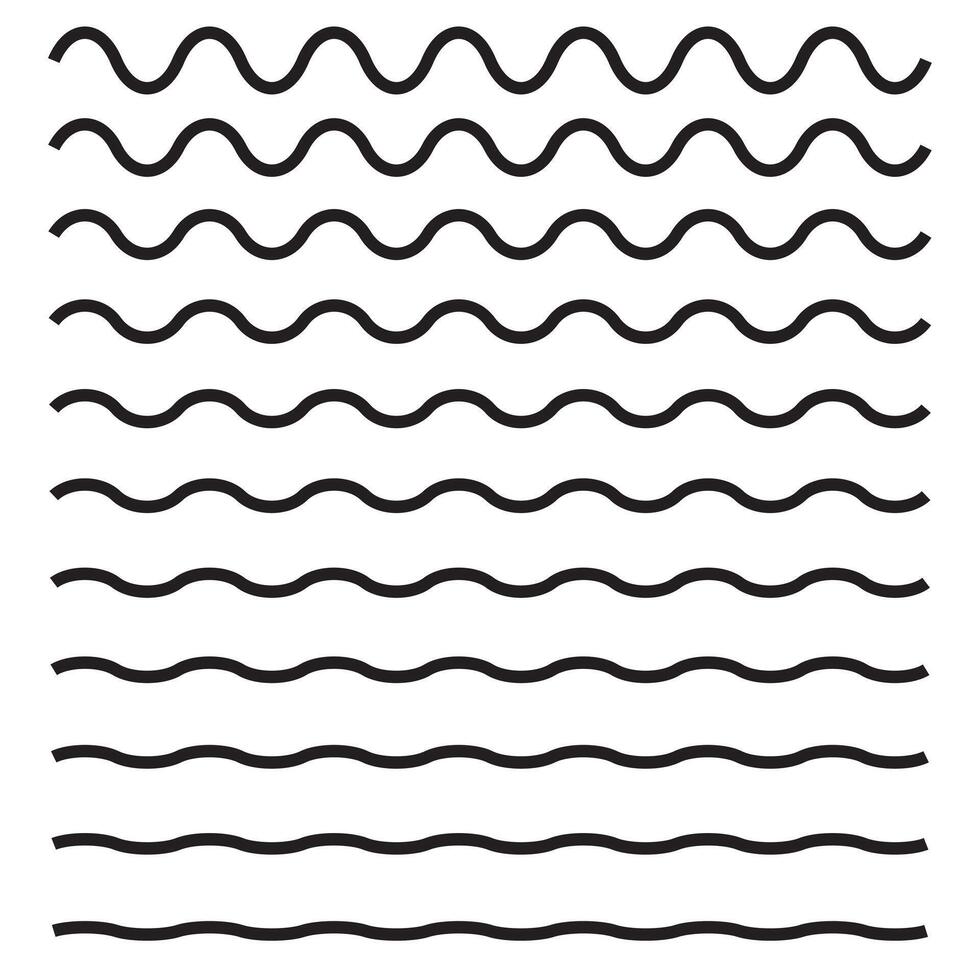 Set of wavy horizontal lines vector