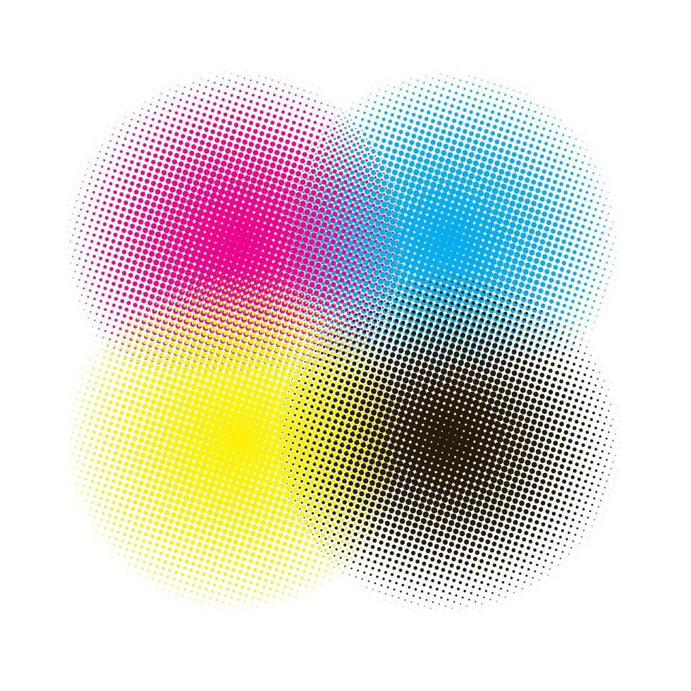 CMYK halftone rounds background vector