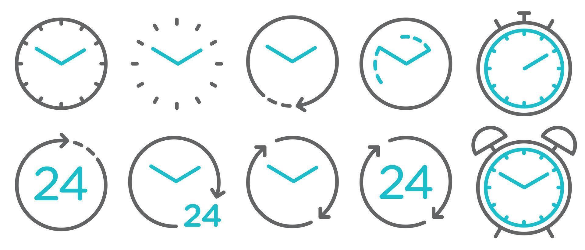 Time and clock line isolated icon vector