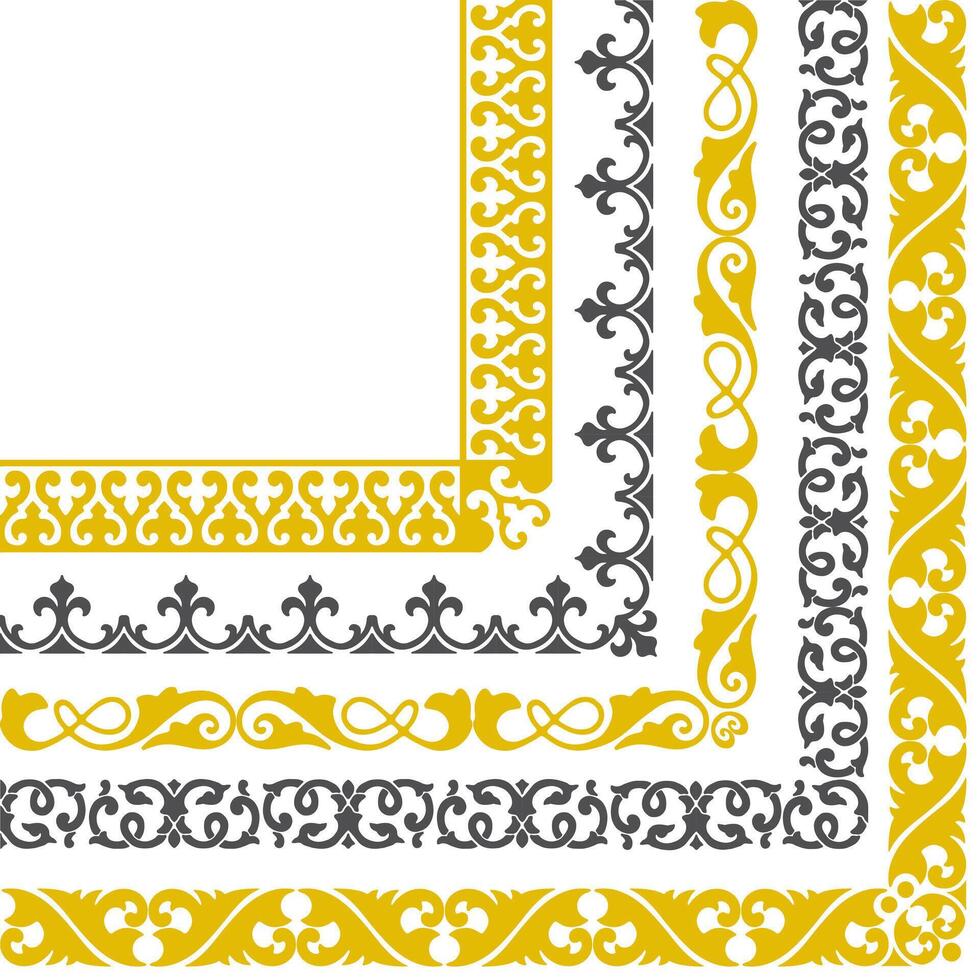 Set of decorative seamless ornamental border with corner vector
