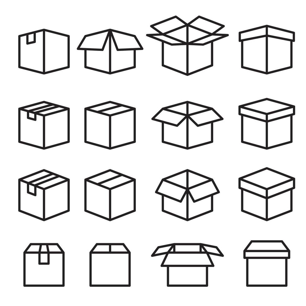 Set of Box Line Icons vector