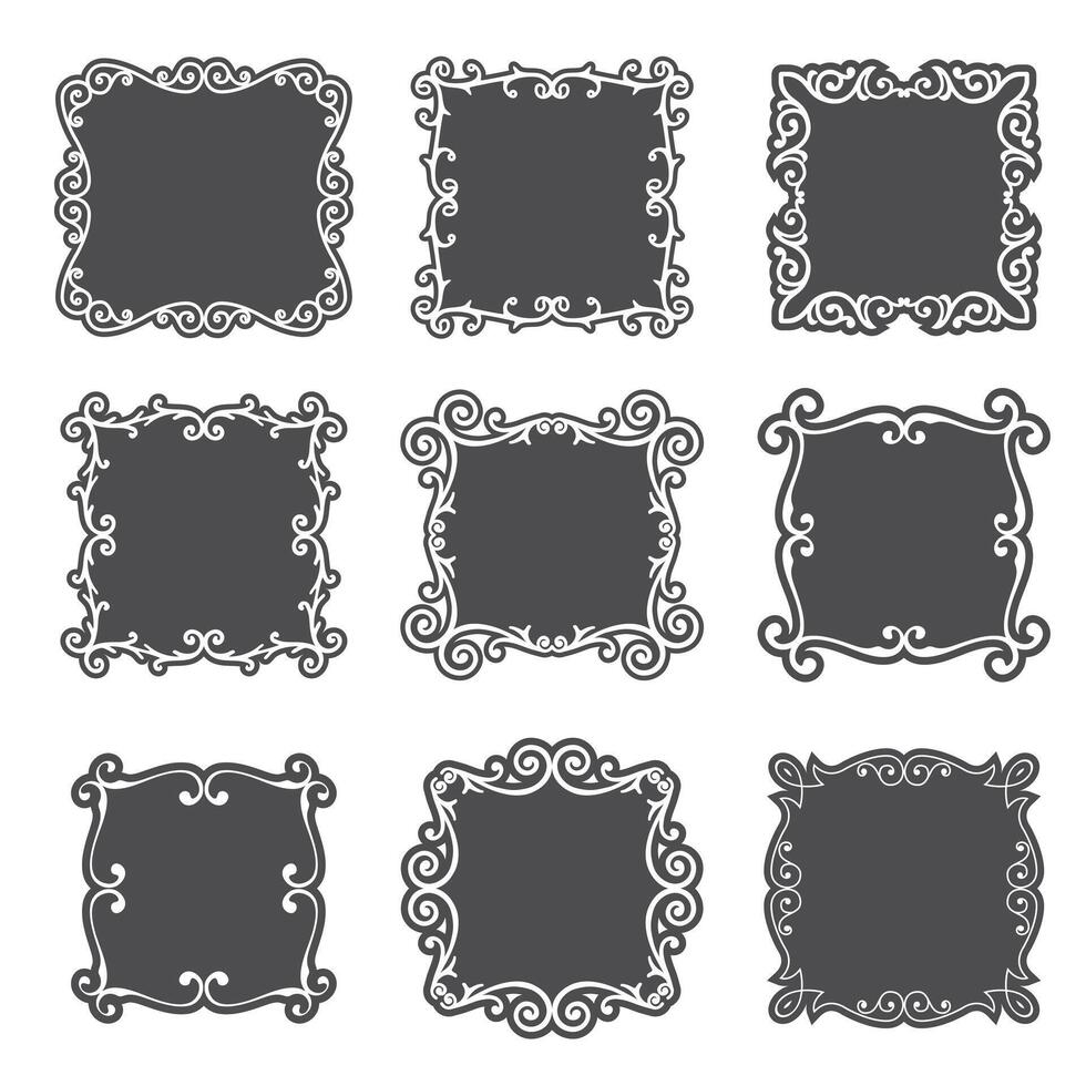 Classic frame set with arabesques, classic and floral elements. Abstract ornament with place for text. Vintage pattern vector