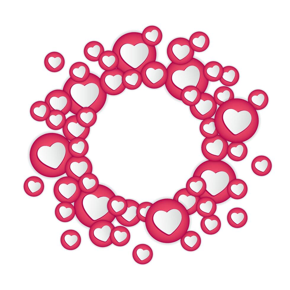 White background with hearts signs. Social Network emoticons illustration . vector