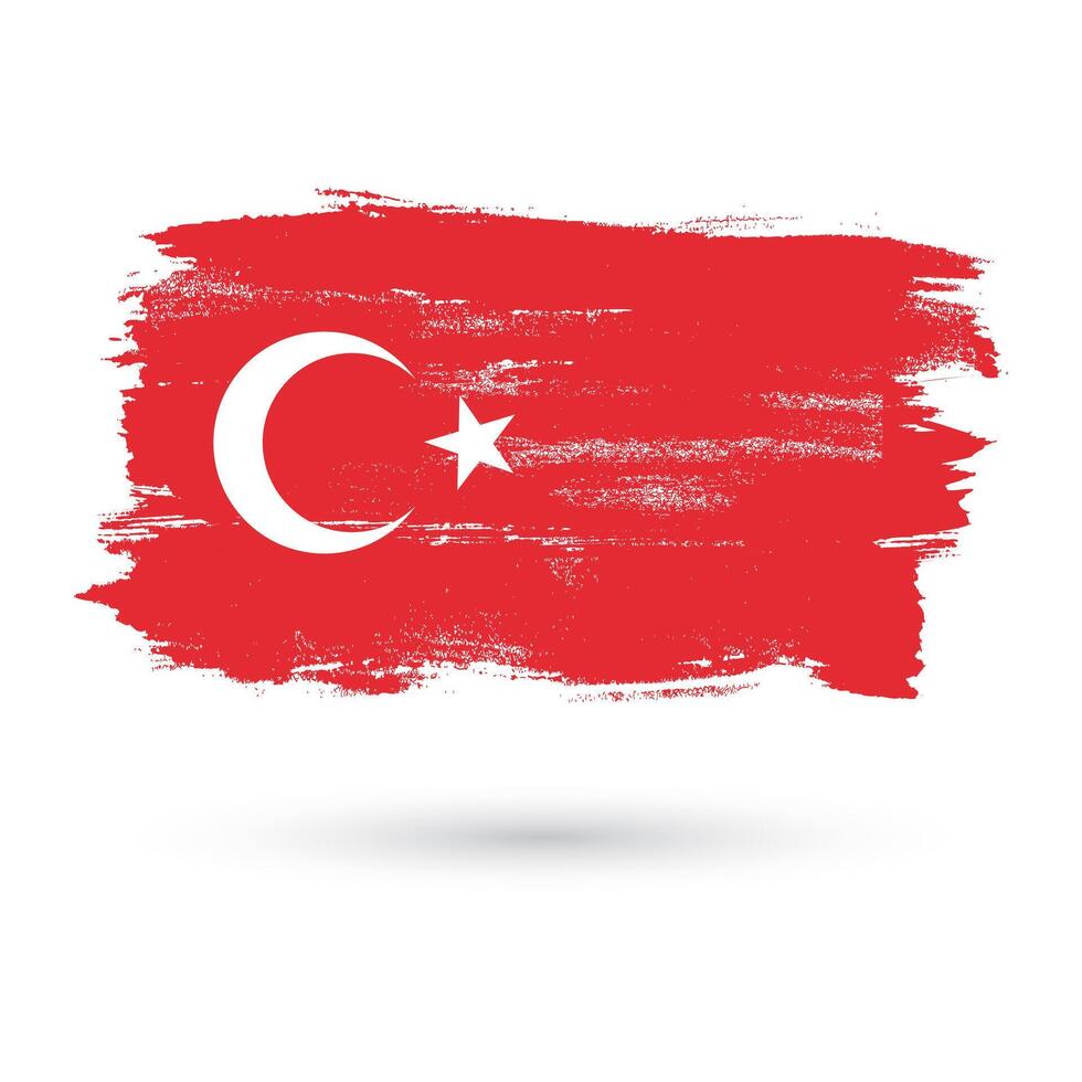 Turkey colorful brush strokes painted national country flag icon. Painted texture. vector