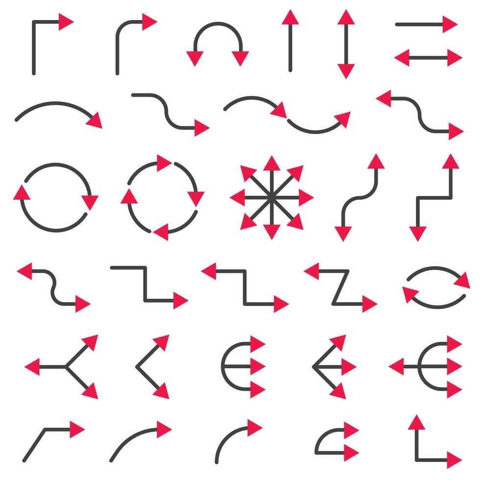 Arrows collection with bicolor style. vector