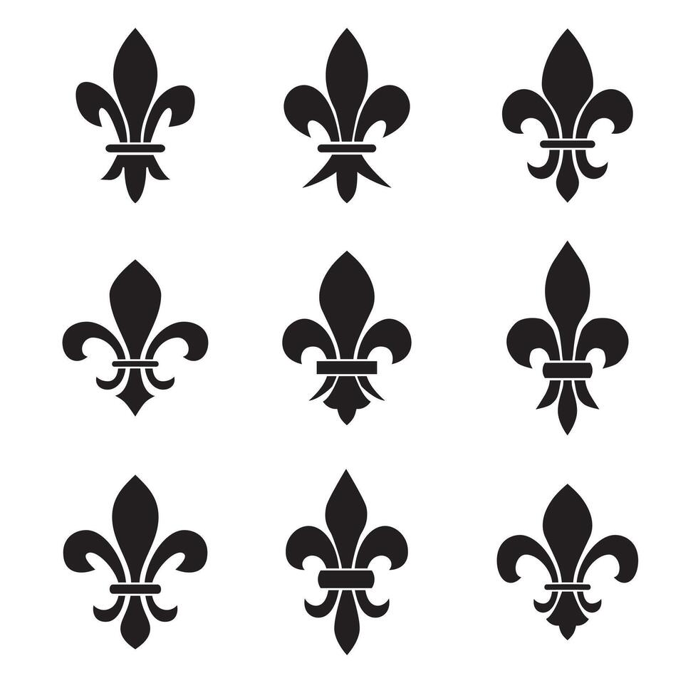 Set of emblems Fleur de Lys vector