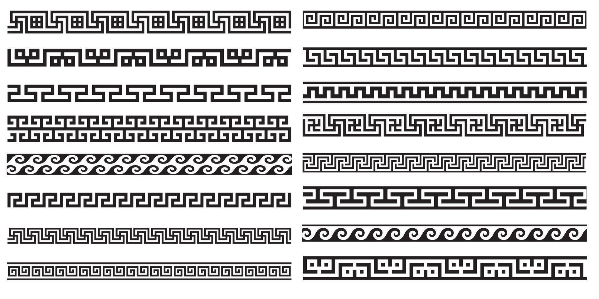 Decorative borders vintage design elements set. Old greek style vector