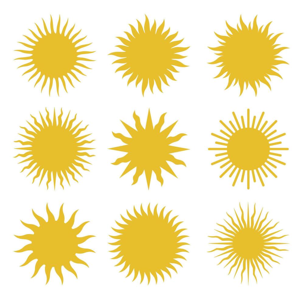 Sunburst set. Sun symbols. vector