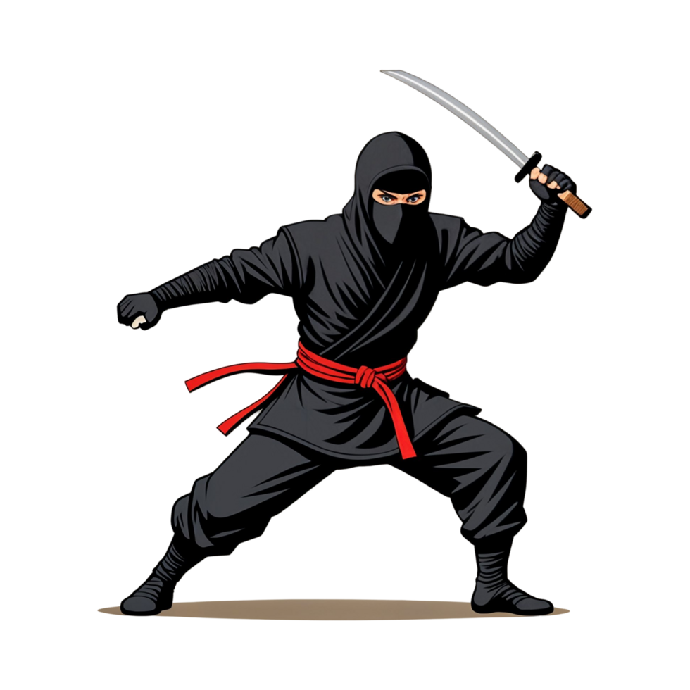 ninja character with sword on transparent background png