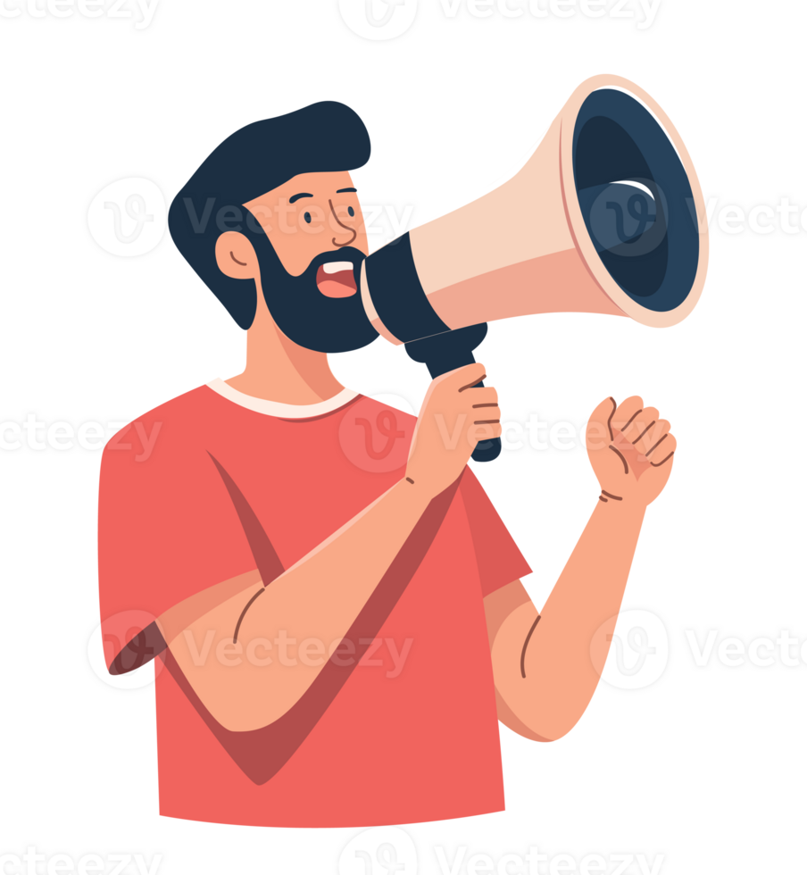 Man shouting in loudspeaker png